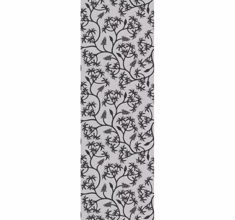 Ornamental flower wallpaper branch pattern gray - TenStickers