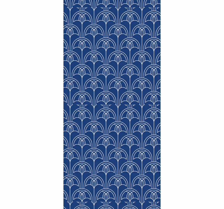Blue outline pattern ornamental flower wallpaper - TenStickers