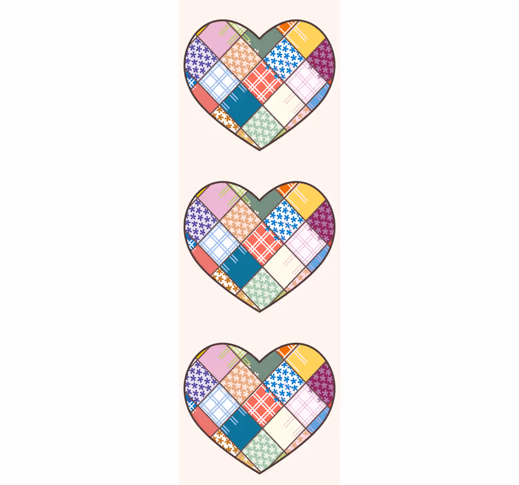 Patchwork Heart Design ornamental flower wallpaper - TenStickers