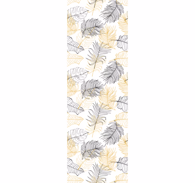 Leaf wallpaper in black and gold tropical design - TenStickers