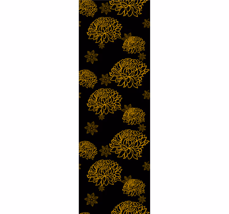 Golden floral pattern ornamental flower wallpaper - TenStickers