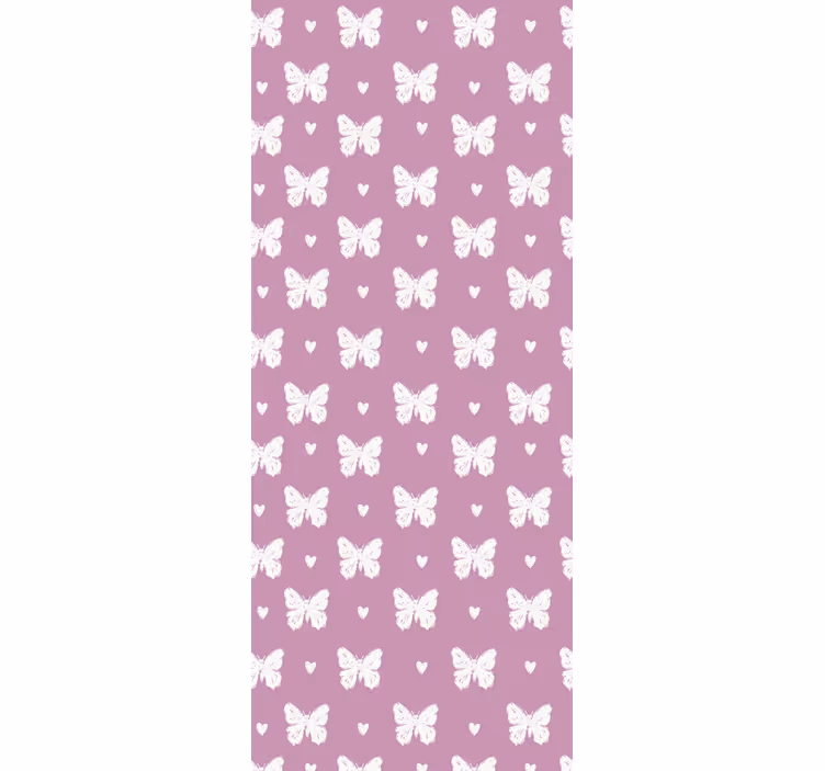 White and pink heart pattern butterfly wallpaper - TenStickers