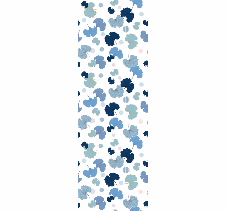 Blue shades pattern leaf wallpaper - TenStickers