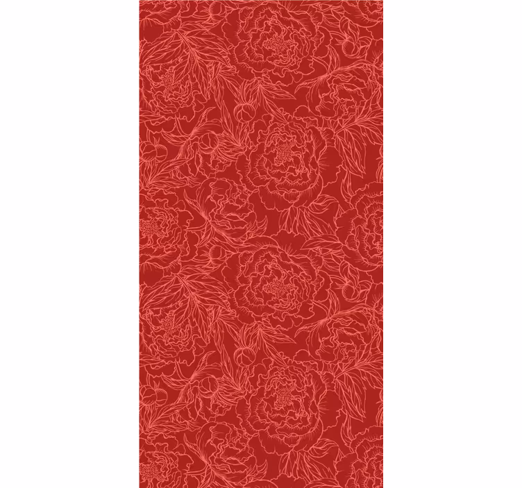 Red Outline Roses Pattern flower wallpaper - TenStickers