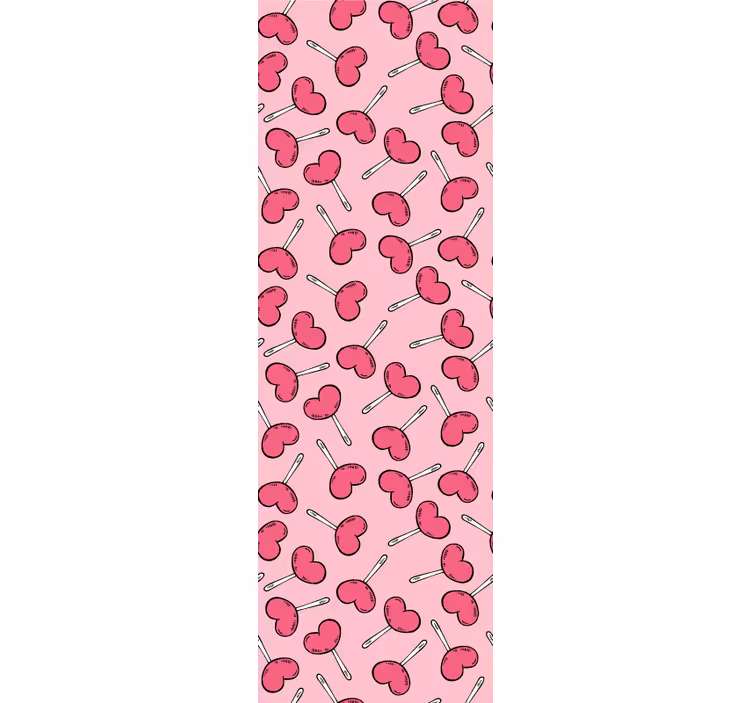 Heart Lollipop Pattern polka dot wallpaper - TenStickers