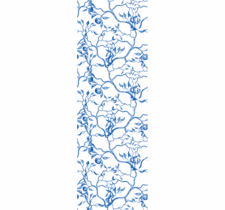 Blue branches motif leaf wallpaper - TenStickers