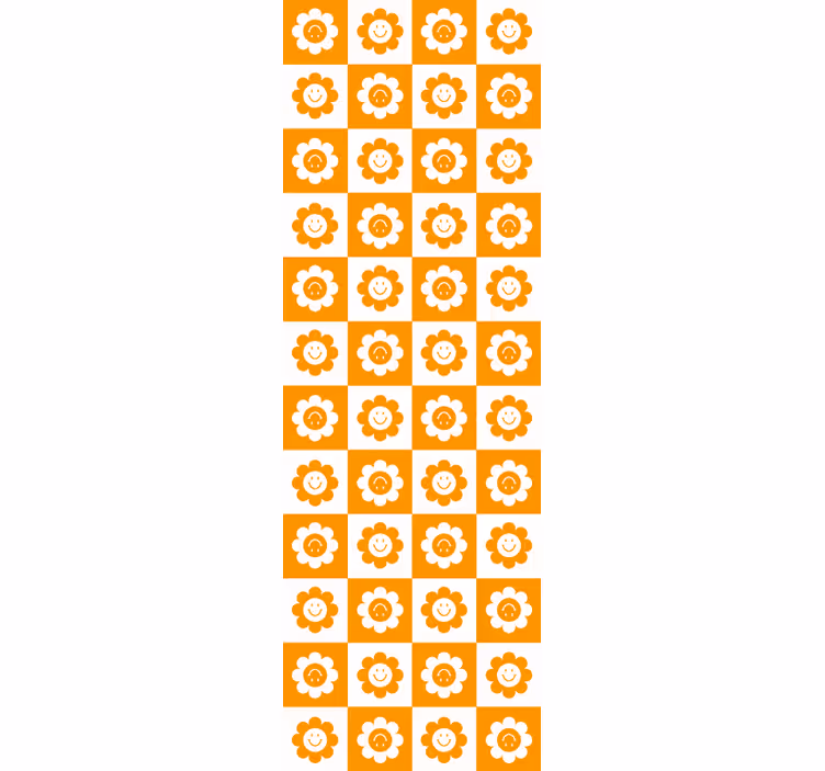 Ornamental flower wallpaper smiling flower design - TenStickers