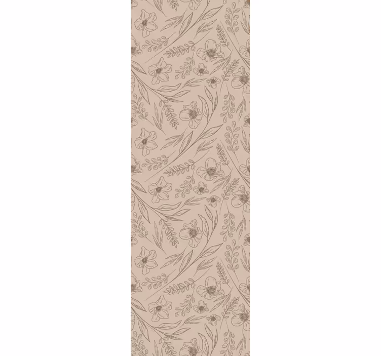 Taupe floral flower wallpaper - TenStickers