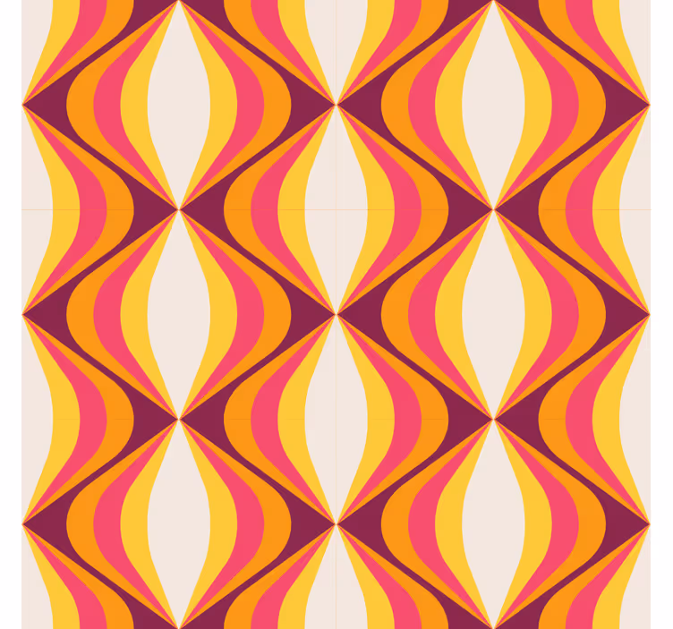 Retro orange wave living room wallpaper - TenStickers