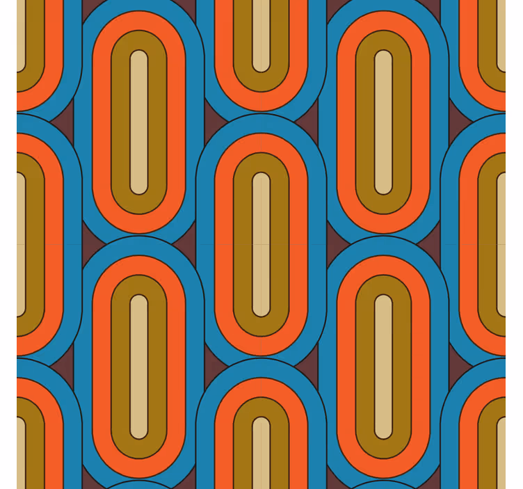 Retro rounded blue circles wallpaper - TenStickers