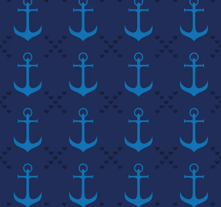 Navy blue anchors living room wallpaper - TenStickers