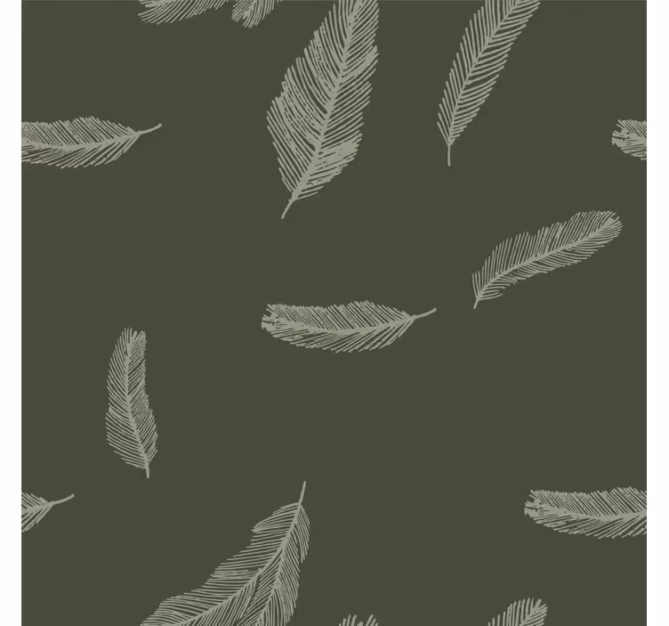 Minimalist green Feathers Wallpaper - TenStickers
