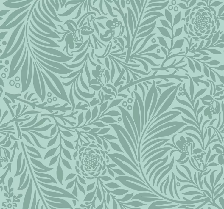 Mint Green Vintage Leaf Pattern Wallpaper - TenStickers
