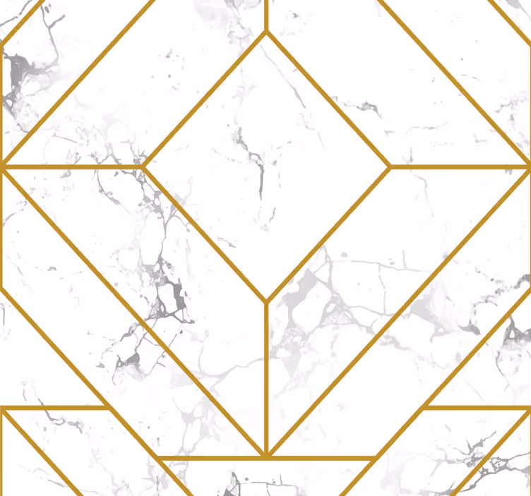 Geometric Gold And White Pattern Wallpaper - TenStickers