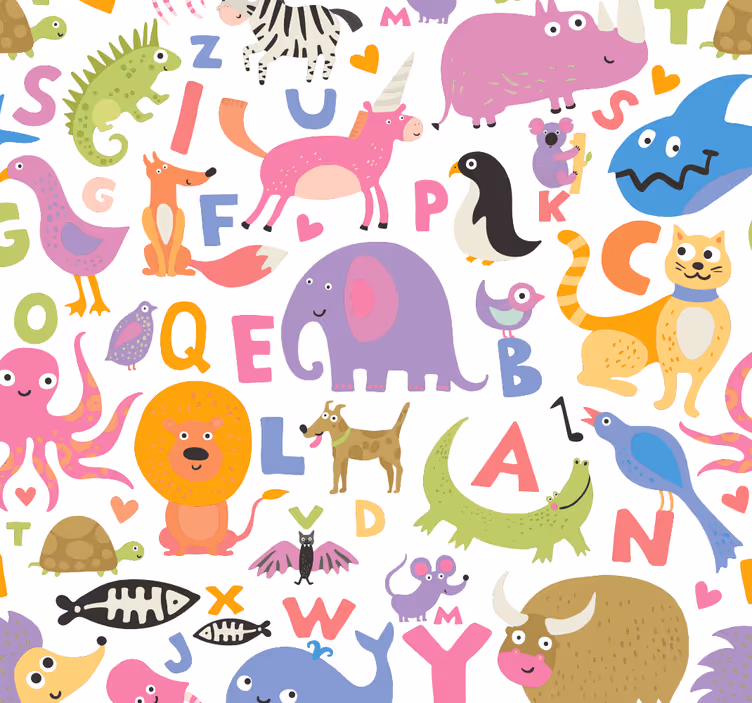 Alphabet Animals Kids wallpaper - TenStickers