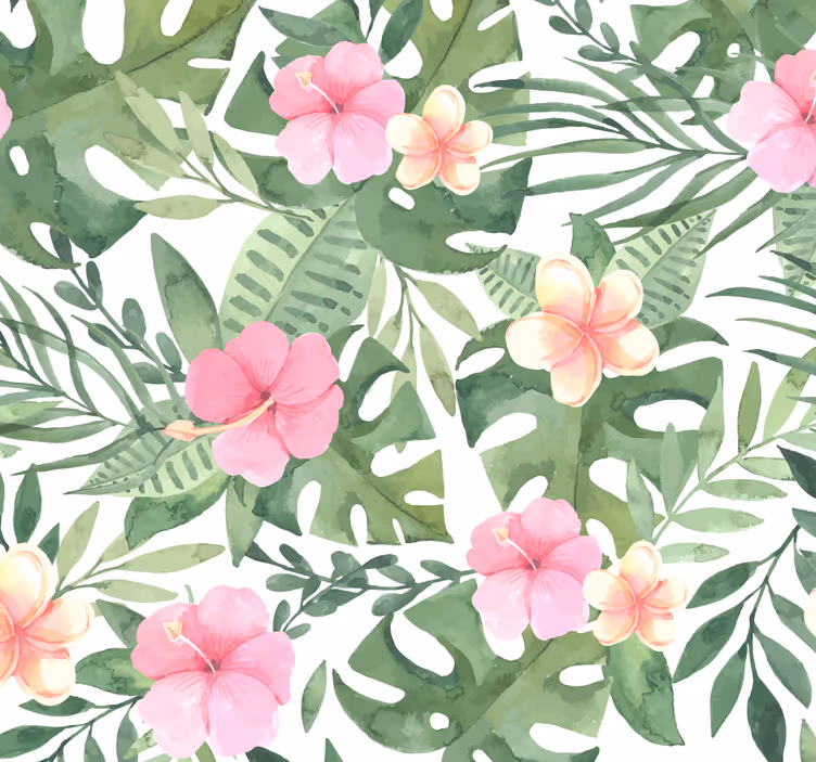 Floral tropical pattern leaf wallpaper - TenStickers