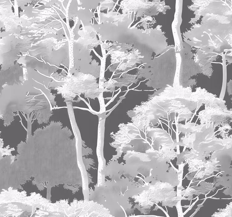 Woodland pattern grey wallpaper - TenStickers