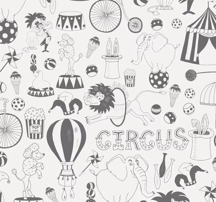 Circus Themed Print Kids wallpaper - TenStickers