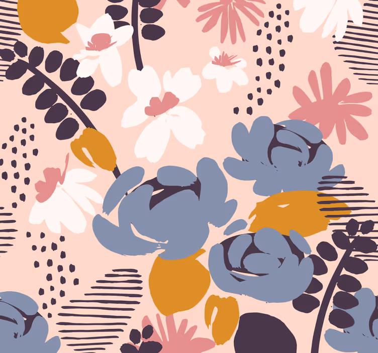 Floral Botanical Pattern ornamental flower wallpaper - TenStickers