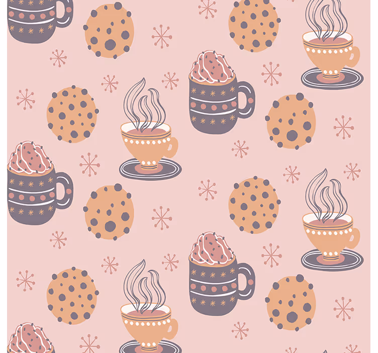 Cozy Beverage Motif kitchen wallpaper - TenStickers