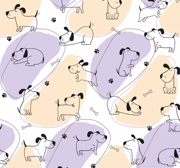 Nordic dog pattern wall wallpaper - TenStickers