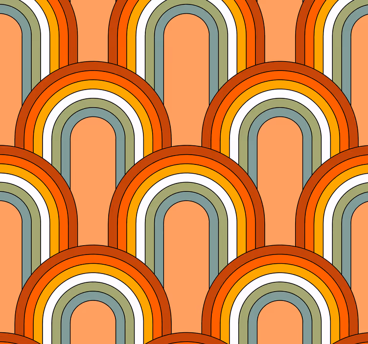 Rainbow like 70s' pattern vintage wallpaper - TenStickers