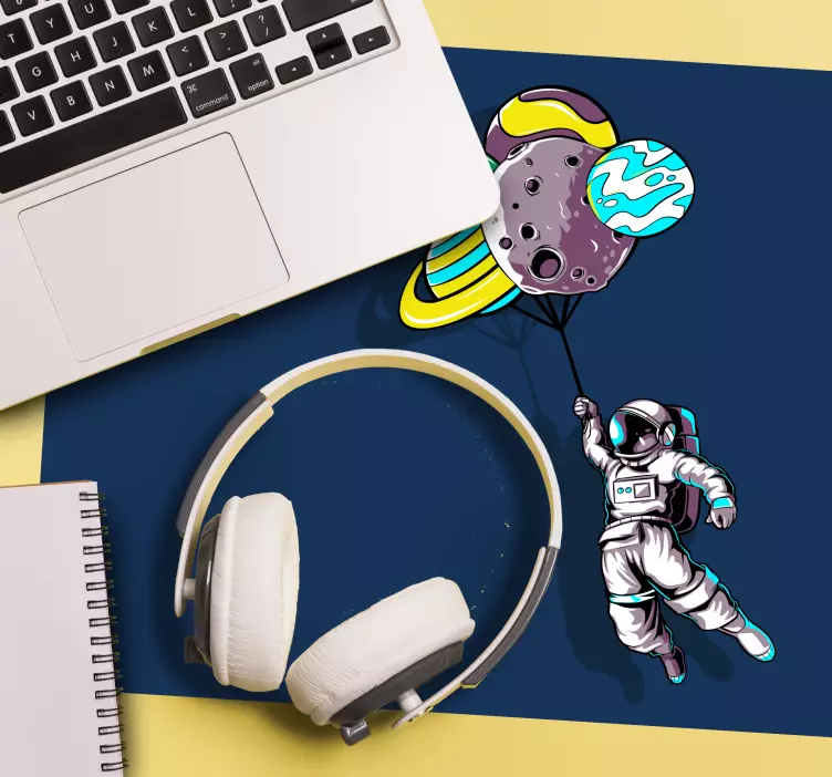 Anime mouse pad astronaut with balloons - TenStickers