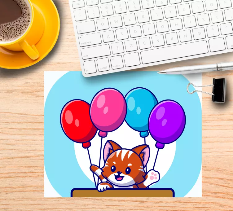 Anime mouse pad cute cat balloons - TenStickers