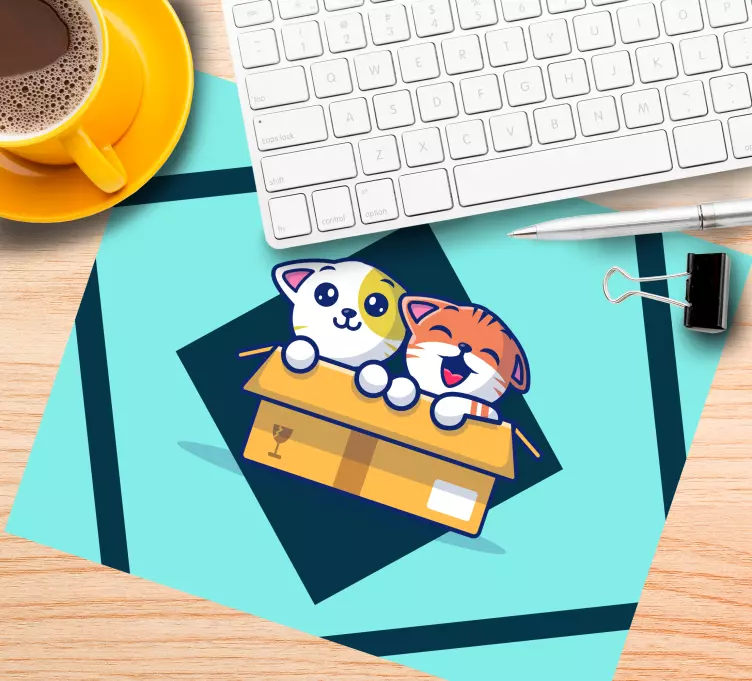 Anime mouse pad cute cats at play - TenStickers