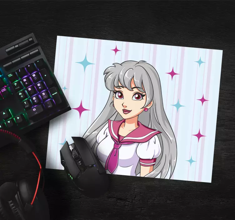 Anime mouse pad featuring anime character artwork - TenStickers