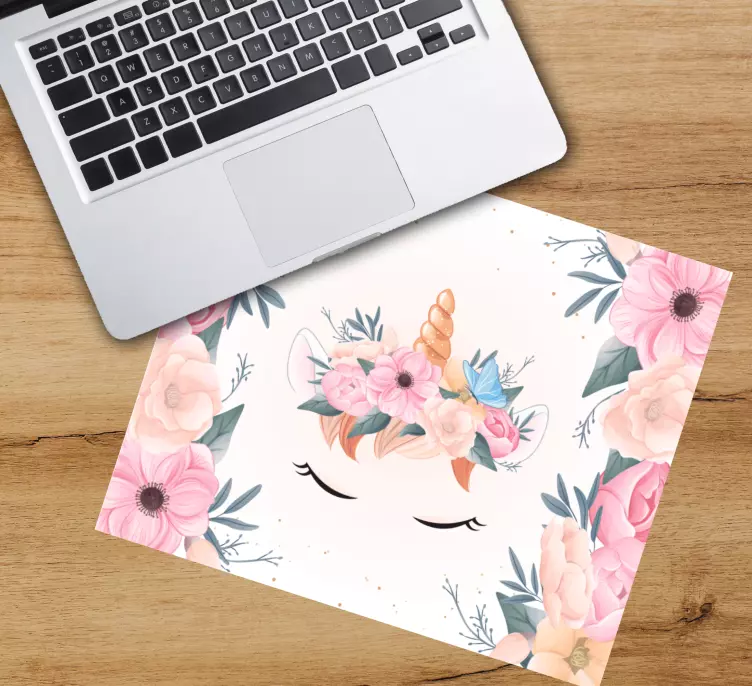 Anime mouse pad floral unicorn design - TenStickers