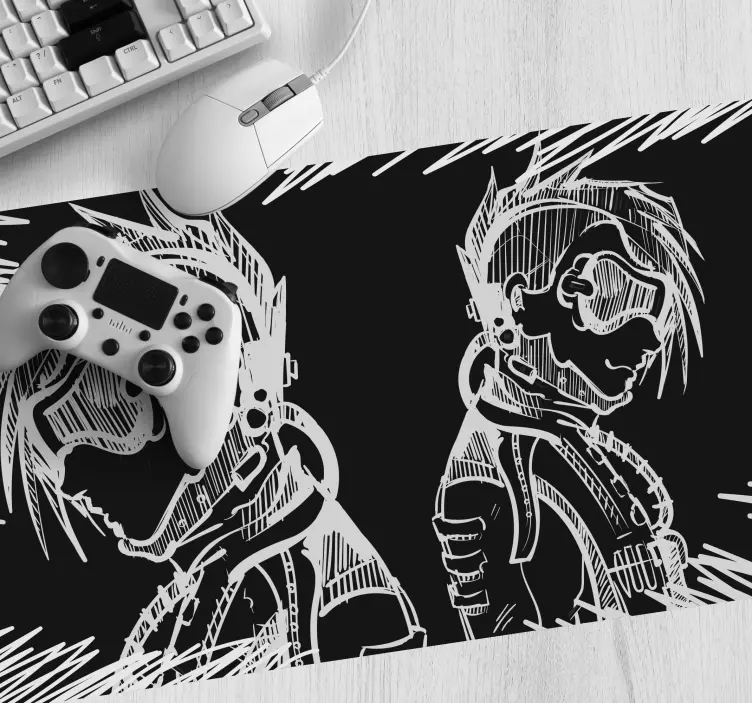 Black and white characters anime mousepad - TenStickers