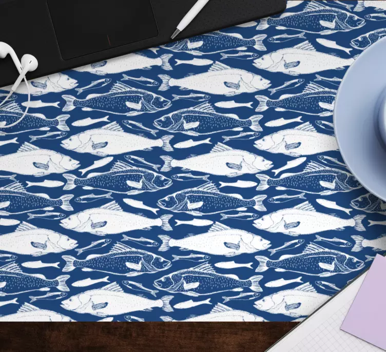 Blue fish pattern mouse pad patterns - TenStickers