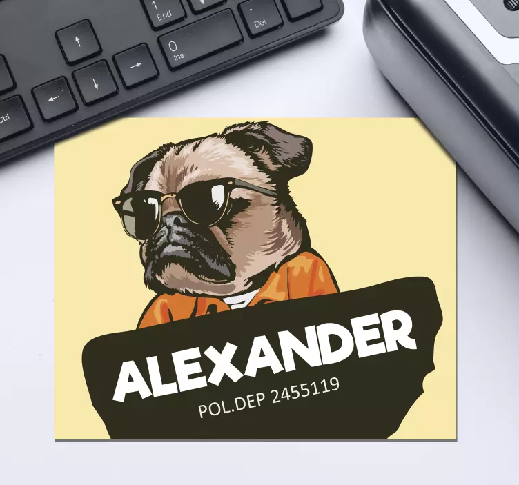 Cartoon Pug personalised mouse mat - TenStickers