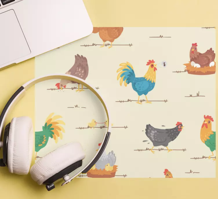 Chicken cartoon characters pattern mousepads - TenStickers