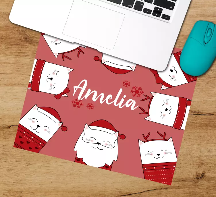 Christmas mousepad cute cat faces - TenStickers