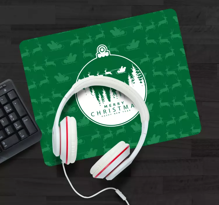 Christmas mousepad festive green ornament - TenStickers