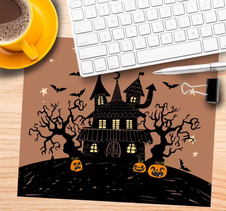 Christmas mousepad haunted house scene - TenStickers
