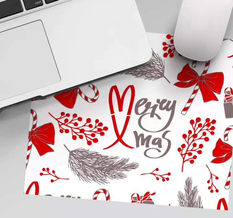 Christmas mousepad merry wishes and festive ribbons - TenStickers