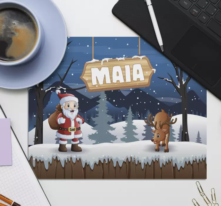 Christmas mousepad santa with reindeer - TenStickers
