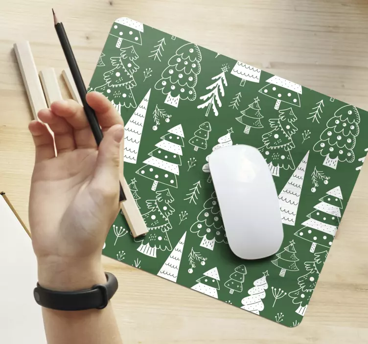 Christmas mousepad whimsical holiday trees - TenStickers