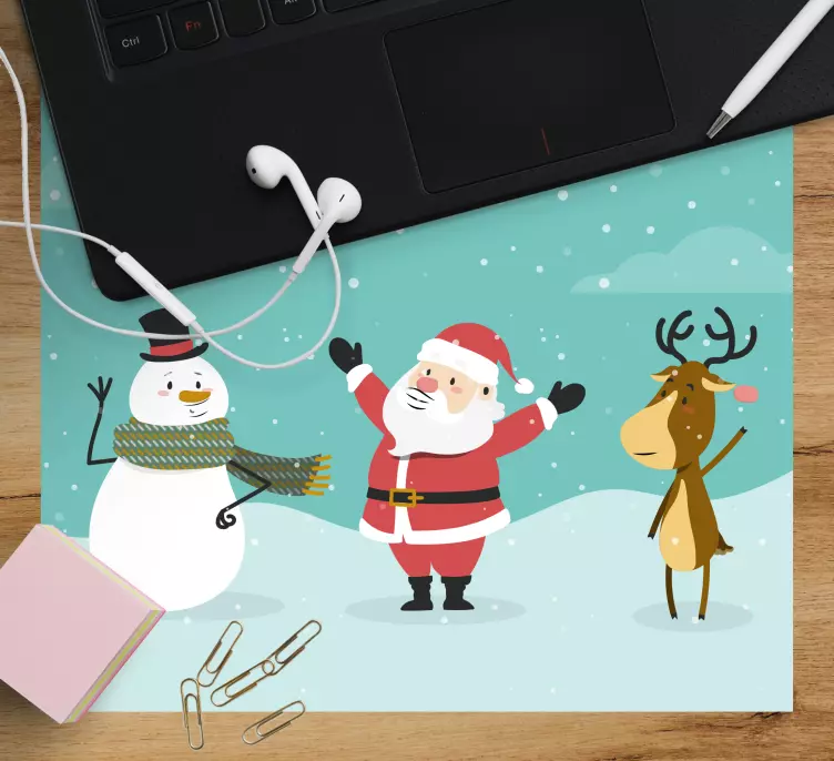Christmas mousepad with joyful winter characters - TenStickers