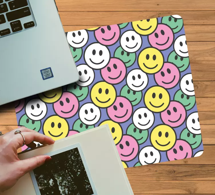 Colorful pastel smiley faces  original mouse pad - TenStickers
