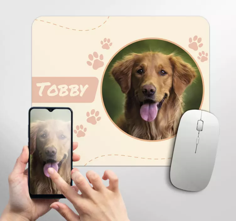 Custom name dog photo vinyl mouse pad - TenStickers