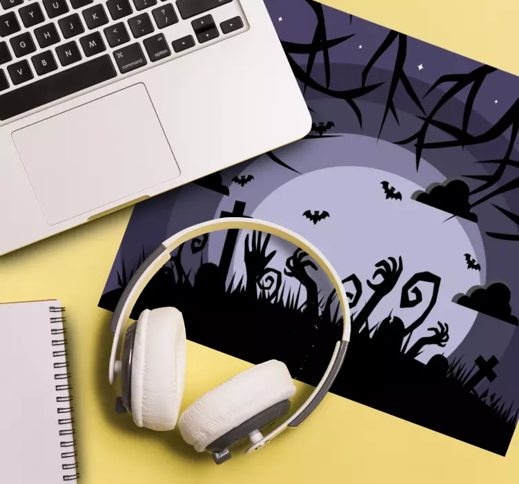 Eerie graveyard scene gaming mouse pad - TenStickers