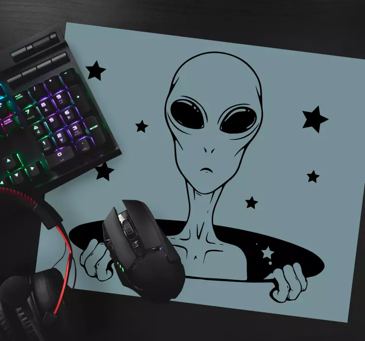Gaming mouse pad alien holding stars - TenStickers