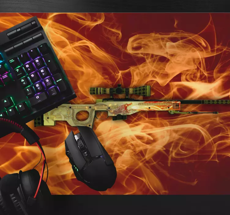 Gaming mouse pad fiery sniper rifle - TenStickers