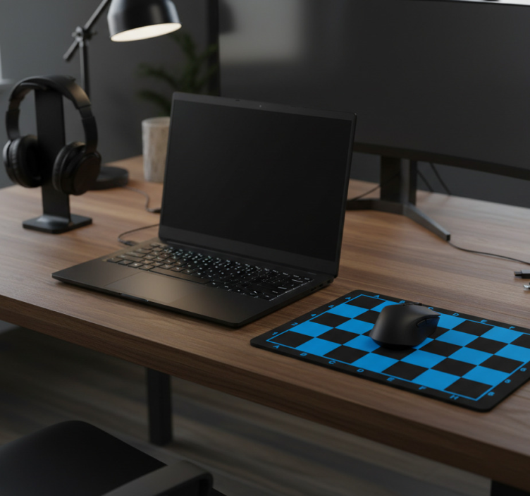 Gaming mouse pad in blue and black chessboard design - TenStickers