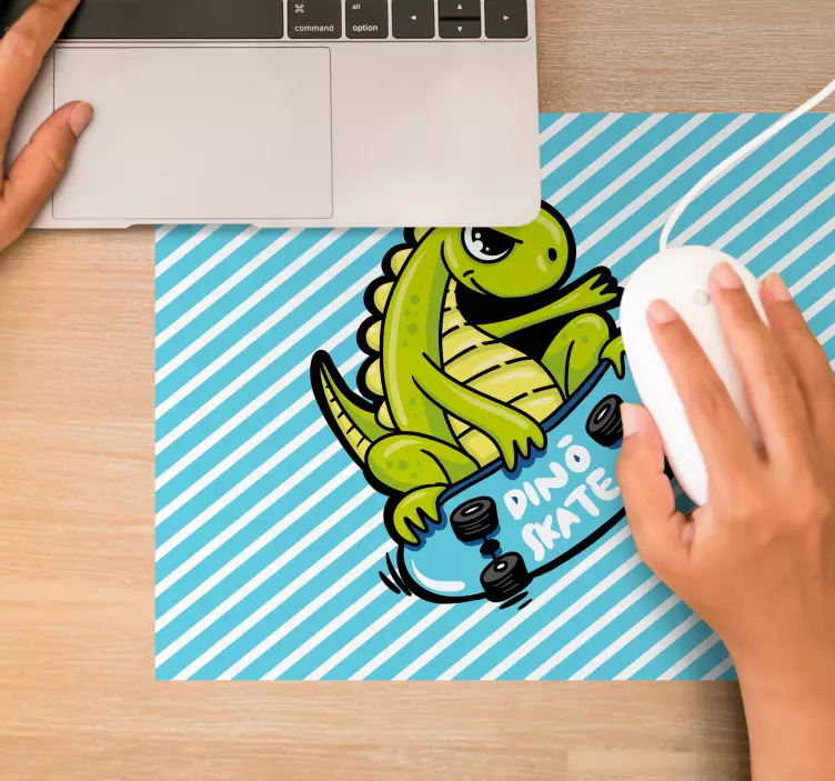 Gaming mouse pad playful dinosaur skateboard - TenStickers
