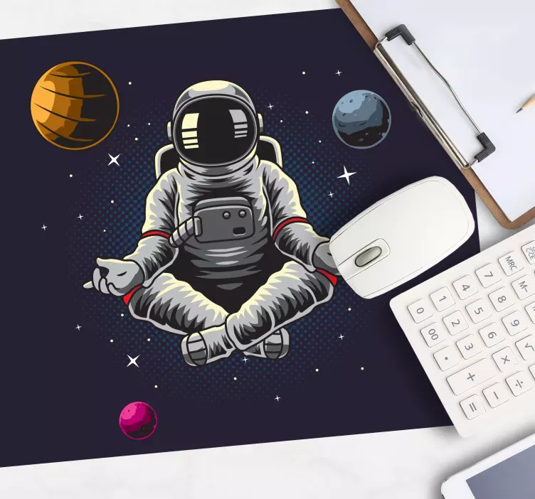 Gaming mouse pad with meditating astronaut art - TenStickers